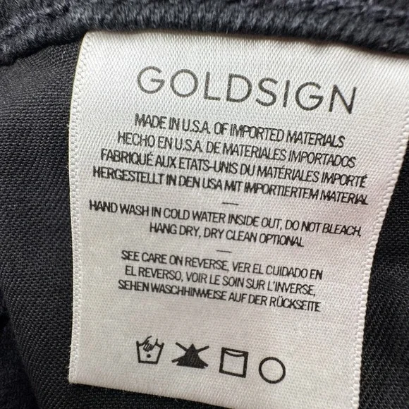 Goldsign‎ High Rise Straight Button Fly Jeans Tag 29" True 32" Black Orig $375 - Picture 12 of 15